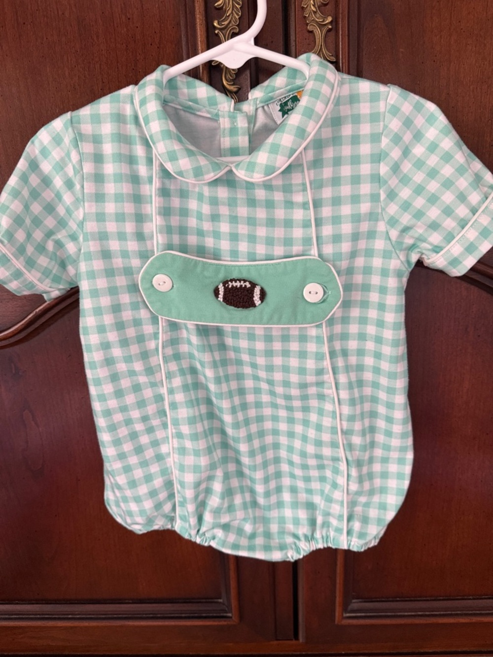 Southern Taters Mint Gingham Romper 9M Baby Boy Preppy Fall